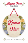 Renkli Ahşap Çocuk ve Bebek Odası Kapı Süsü 28x25 cm – Oğlumun Odası ve Kızımın Odası Yazılı Dekoratif Kapı Süsü