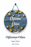 Renkli Ahşap Çocuk ve Bebek Odası Kapı Süsü 28x25 cm – Oğlumun Odası, Kızımın Odası Dekoratif Kapı Yazısı