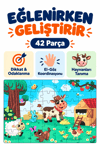 Renkli Ahşap Puzzle 42 Parça – Çocuklar İçin Eğitici Öğretici Ahşap Yapboz Oyuncak