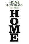 Siyah Ahşap Dekoratif HOME Duvar Yazısı 50x110 cm – Modern MDF Duvar Süsü, Ev ve Salon Dekorasyonu