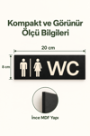 Siyah MDF Ahşap WC Yönlendirme Yazısı 20x8 cm – Dekoratif Tuvalet Kapı Tabelası, Ev Ofis ve Mağaza Yönlendirme Levhası