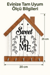 Sweet Home Ahşap Duvar Askılığı – Dekoratif Anahtarlık, Çantalık ve Çok Amaçlı Duvar Tipi Askılık