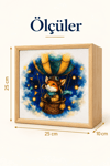 Yıldızlara Yolculuk Light Box – Çocuk ve Bebek Odası İçin Ahşap LED Işıklı Gece Lambası, Dekoratif Aydınlatma 25x25x10 cm