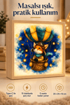 Yıldızlara Yolculuk Light Box – Çocuk ve Bebek Odası İçin Ahşap LED Işıklı Gece Lambası, Dekoratif Aydınlatma 25x25x10 cm