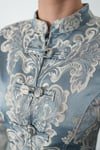 Damask Desenli Mandarin Yaka Düğmeli Ceket