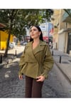 Belden Lastikli STD Beden Trenckot Haki