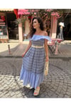 Keten Madonna Yaka Fırfırlı Elbise