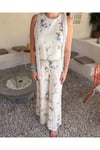 Mavi Floral Desenli Bluz Pantolon Takım