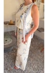 Mavi Floral Desenli Bluz Pantolon Takım