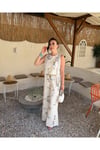 Mavi Floral Desenli Bluz Pantolon Takım