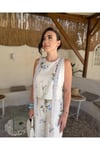 Mavi Floral Desenli Bluz Pantolon Takım