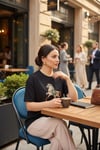 Kadın Premium %100 Pamuklu At Nakışlı Boncuk Detaylı Tasarım Tişört