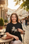 Kadın Premium %100 Pamuklu At Nakışlı Boncuk Detaylı Tasarım Tişört