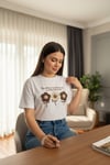 Kadın Premium %100 Pamuklu Çiçek Ve Metin Nakış İşlemeli Tişört