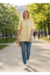 Unisex Oversize Pamuklu Dokulu Bisiklet Yaka Premium Basic Tişört