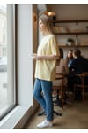 Unisex Oversize Pamuklu Dokulu Bisiklet Yaka Premium Basic Tişört