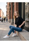 Unisex Oversize Pamuklu Dokulu Bisiklet Yaka Premium Basic Tişört