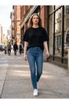 Unisex Oversize Pamuklu Dokulu Bisiklet Yaka Premium Basic Tişört