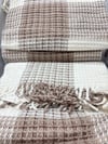 Sesli Comfort Kahve Bej 2 Ekose Skoç Pamuk Örme Battaniye 200x220 Çift Kişilik Battal