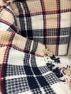 Sesli Comfort Lacivert Bej Kırmızı Skoç Pamuk Örme Battaniye 200x220 Çift Kişilik Battal