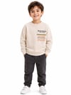 ERKEK ÇOCUK BASKILI SWEATSHİRT EKRU
