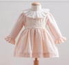 KIZ BEBEK FIRFIR YAKALI VİNTAGE ELBİSE PUDRA