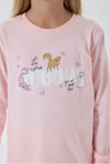 KIZ ÇOCUK KEDİLİ PİJAMA TAKIMI  PEMBE
