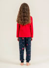 KIZ ÇOCUK YILBAŞI TEMALI KIRMIZI ÜST LACİVERT PİJAMA TAKIMI