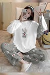 Bahd Bugs Bunny Uzun Kollu Süpersoft Kadın Pijama Takımı 2984