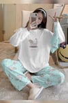 Bahd Deer3 Bath White Süpersoft Kadın Pijama Takımı 3615