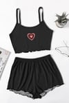 Blacked Heart 2 Askılı Şort Takımı