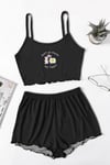 Blacked Heart Askılı Şort Takımı