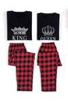 Çift Kombini King Queen Penye Uzun Kollu Pijama Takımı