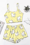 Cozy Favela Trend Askılı Şort Bunny Baskılı Pijama Takımı