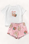 Kiki Zezex Trend T-Shirt Şort Strawberry Bear Baskılı Pijama Takımı