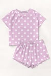 Kısa Kollu Şort Pijama Takımı Minnie Purple Supersoft Basic Süprem