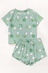 Kısa Kollu Şort Pijama Takımı Plants Supersoft Basic Süprem