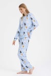 Nefertiti Gri Pelüş Sabahlıklı Pijama Seti