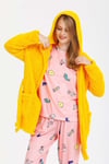 Nefertiti Yellow Pelüş Sabahlıklı Pijama Seti 1786