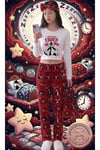 Retro Longsleeve Crop & Pantolon Set Icon Pijama Takımı Stayed In Bed (Hediye Saç Bandı & Çantalı)