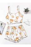 Shy Duck Favela Trend Askılı Şort Duck Baskılı Pijama Takımı