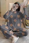 Uzun Kollu Pijama Takımı BearGrey SuperSoft Basic Suprem