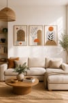 3’lü Ahşap Dekoratif Tablo Seti Bohem Minimalist – Yaprak Desenli Modern Duvar Dekoru
