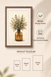 Natürel Çiçek Vazolu Dekoratif Tablo – Minimalist Duvar Dekoru