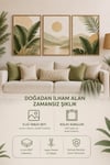 Tropikal Manzara 3’lü Dekoratif Duvar Tablo Seti – Çerçeve Görünümlü Modern Bohem Poster Tablo