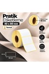 40x80 mm Rulo Termal Ribonsuz Barkod Etiketi 40 mm Masura 1000'li Sarım