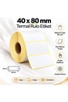 40x80 mm Rulo Termal Ribonsuz Barkod Etiketi 40 mm Masura 1000'li Sarım