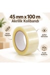 45 mm x 100 m şeffaf akrilik kolibandı 10'lu