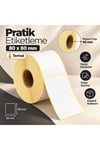 80x80 mm Rulo Ribonsuz Termal Barkod Etiketi 40 mm Masura 500 Sarım