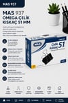 937 Çelik Kıskaç 51 mm 12 Adet - Siyah